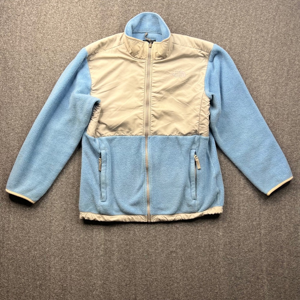 The North Face Denali Jacket Girls XL/TG Blue Tan Polartec Fleece Full Zip